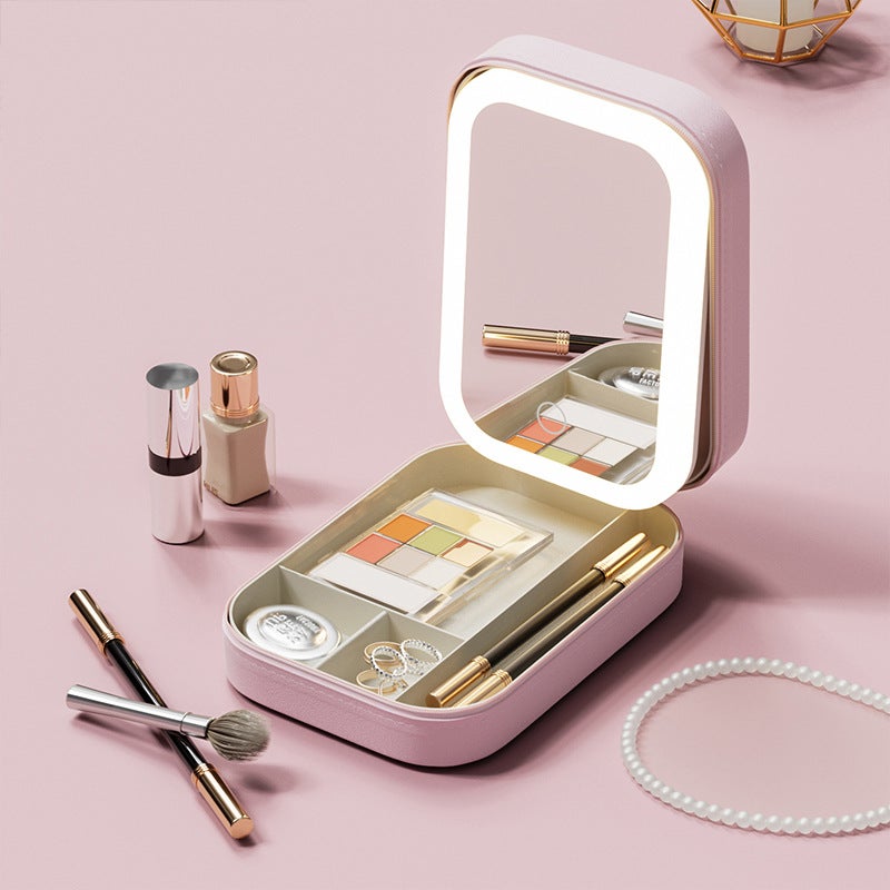 Multi-Functional Portable Jewelry Box Makeup Mirror Led Three-Color Mirror Folding Makeup Box Beauty Mirror - Image 2